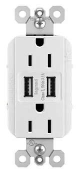 Pass & Seymour TM826USBW Combination USB Charger and Receptacle Direct From Manufacturer